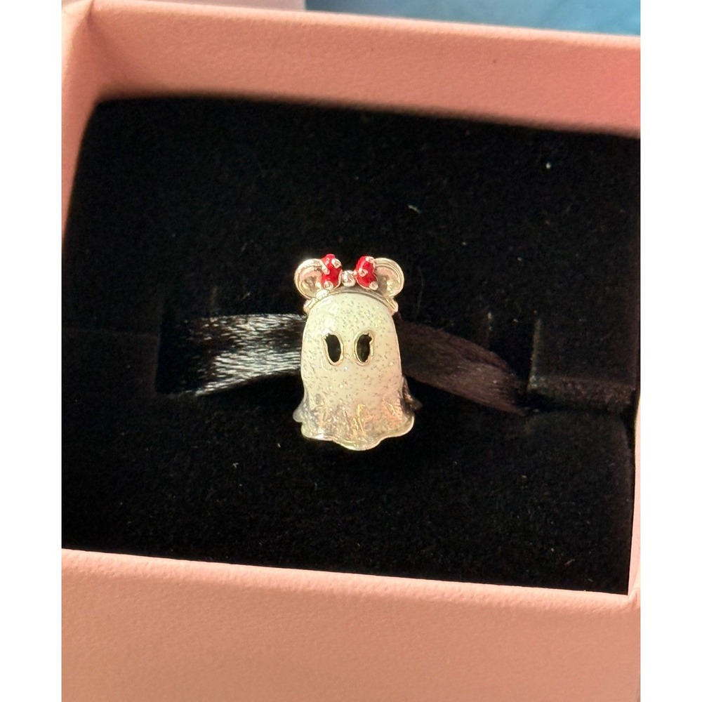 2026 Disney Parks Minnie Mouse Ghost Glow in the Dark Pandora Charm Halloween